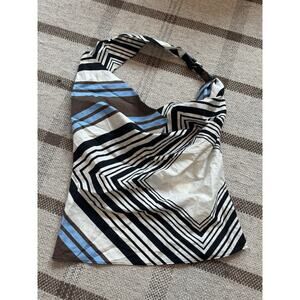 Zara Cowl Neck Halter Top Tan Stripe Brown Blue Y2K Small New Cotton